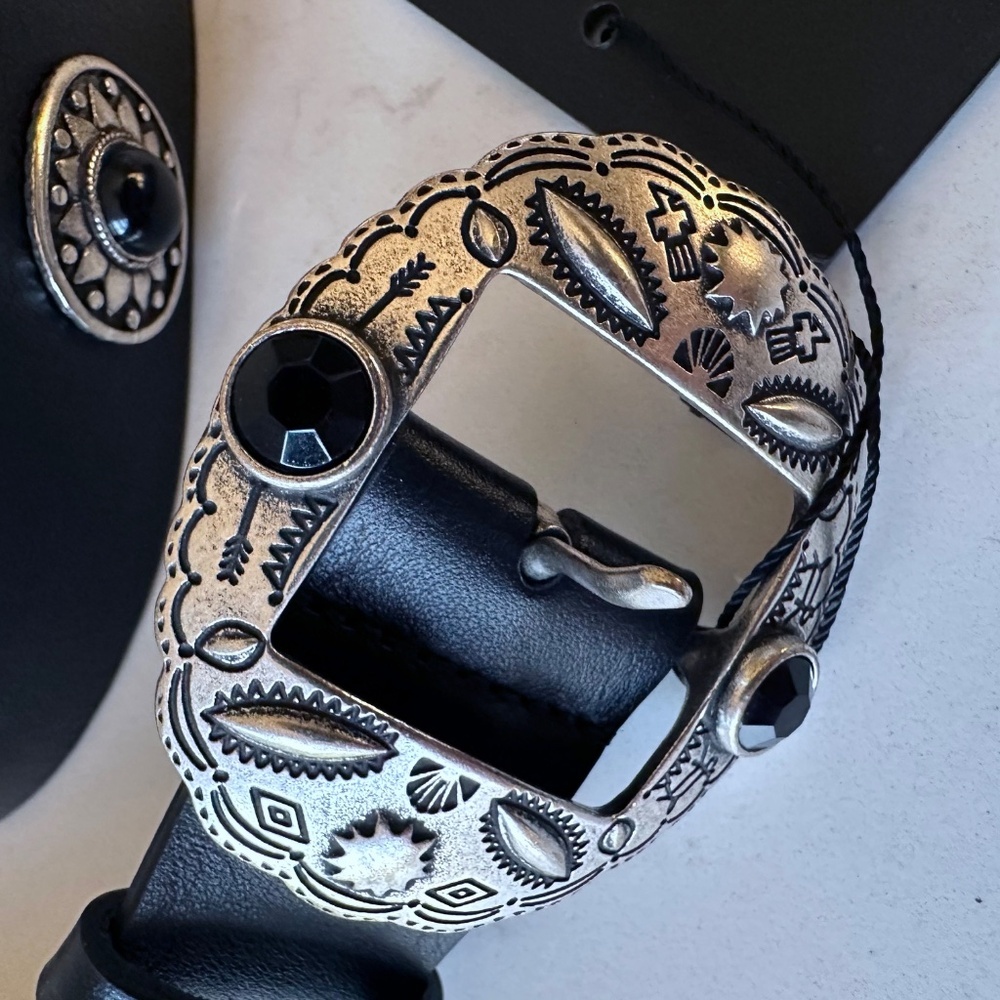 🖤🎸 NWT The Kooples Jewel-Embellished Leather Western Belt | RARE $270 Retail - Picture 5 of 6
